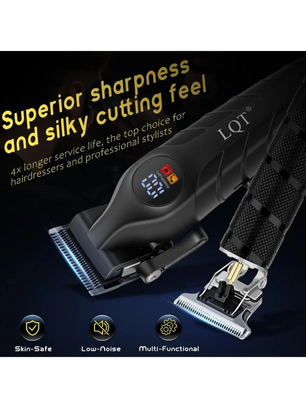 Men's 4-in-1 Cordless Hair Clippers & Trimmer Kit, Waterproof Groomer & T-Blade